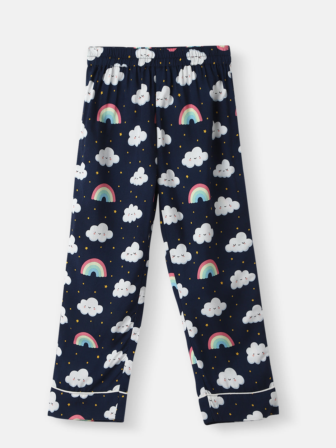 Nautinati Boys' Clouds and Rainbow Print Chest Pocket Shirt and Pyjama Set