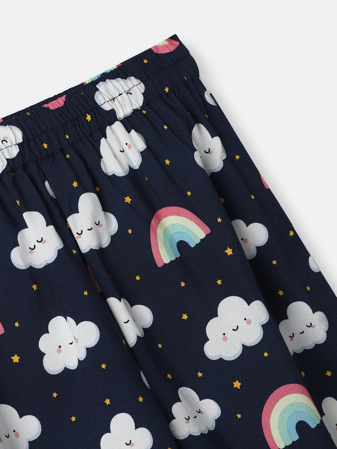 Nautinati Boys' Clouds and Rainbow Print Chest Pocket Shirt and Pyjama Set