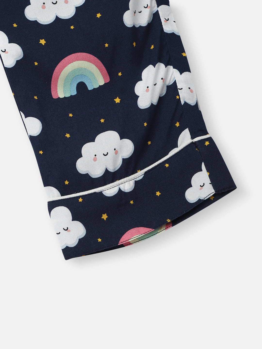 Nautinati Boys' Clouds and Rainbow Print Chest Pocket Shirt and Pyjama Set