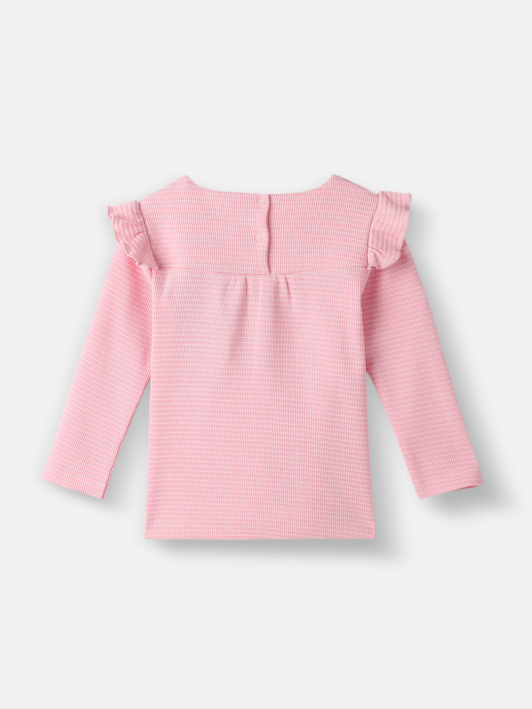 Nautinati Girls' Textured Cotton Top and Pants Set with Embroidered Neck
