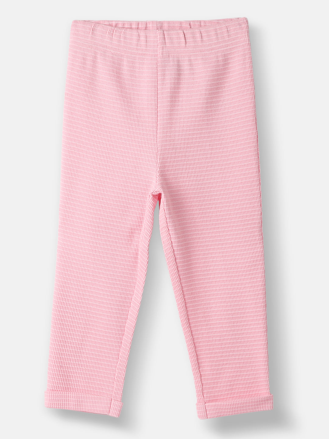 Nautinati Girls' Textured Cotton Top and Pants Set with Embroidered Neck