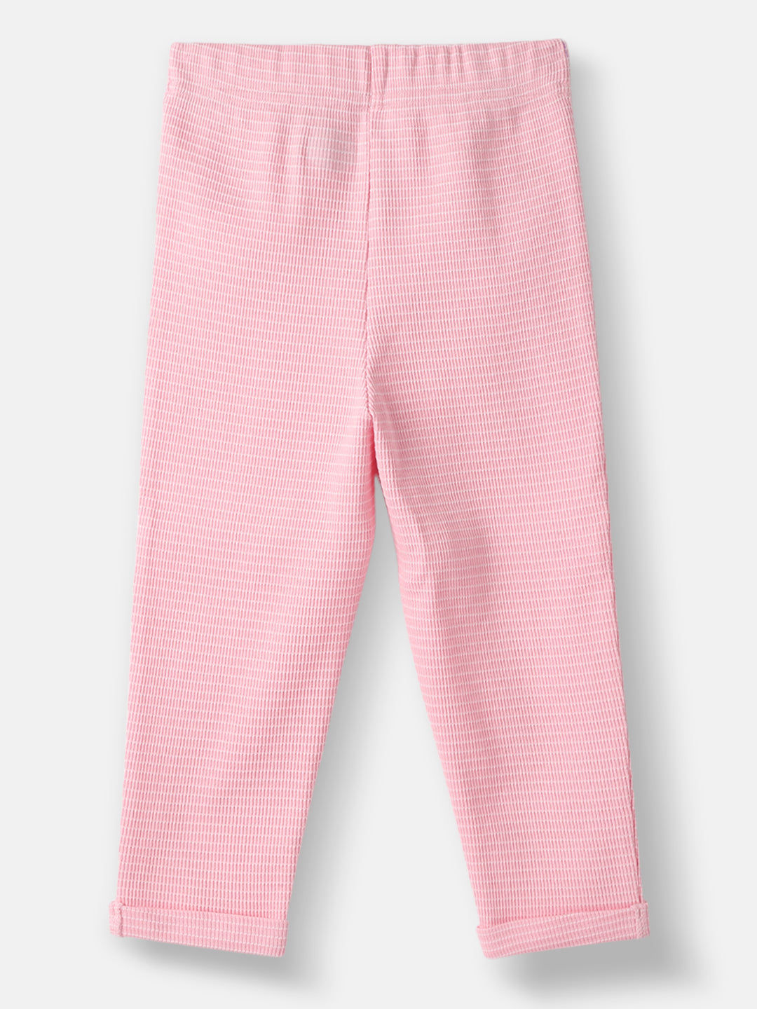 Nautinati Girls' Textured Cotton Top and Pants Set with Embroidered Neck