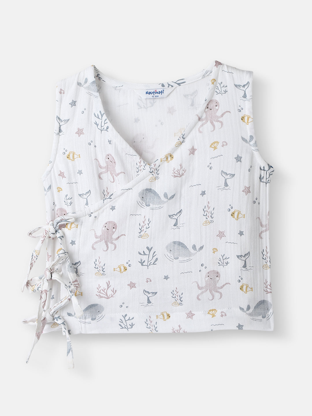 Nautinati Boys' Cotton Animal Printed V-neck Sleeveless Jhabla