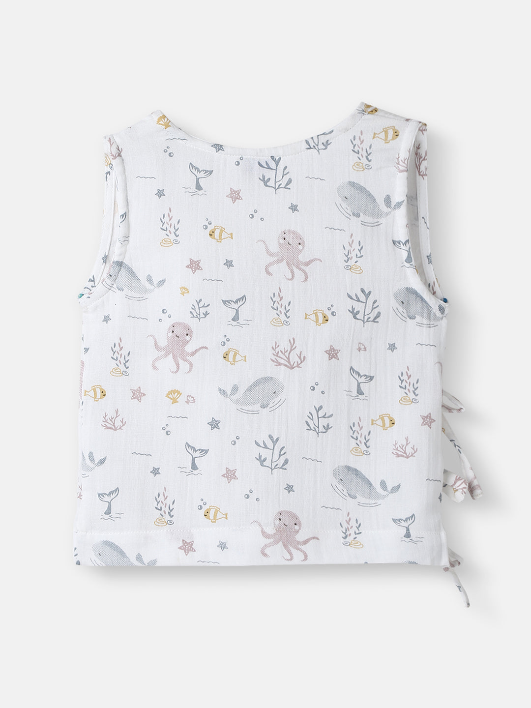 Nautinati Boys' Cotton Animal Printed V-neck Sleeveless Jhabla