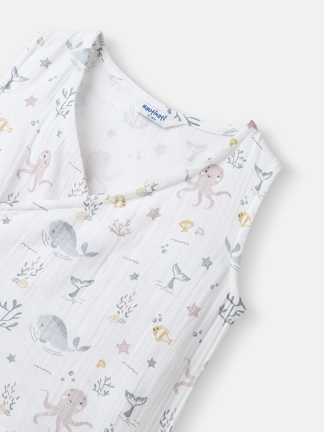 Nautinati Boys' Cotton Animal Printed V-neck Sleeveless Jhabla