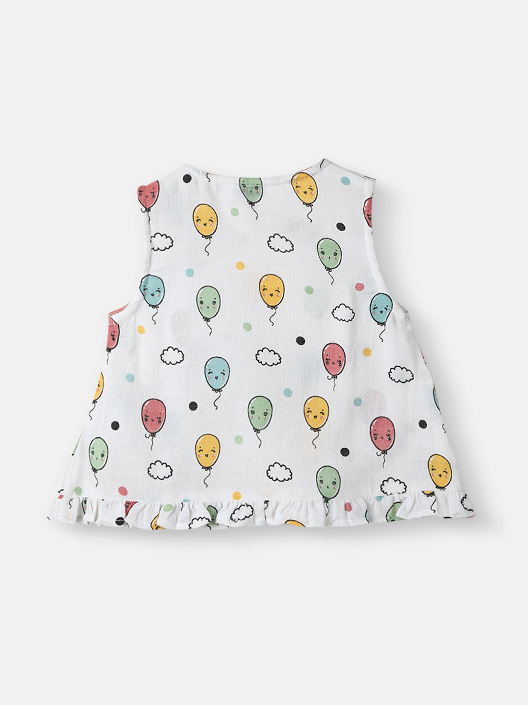 Nautinati Girls' Cotton Balloon Print Sleeveless Top and Shorts Coord Set