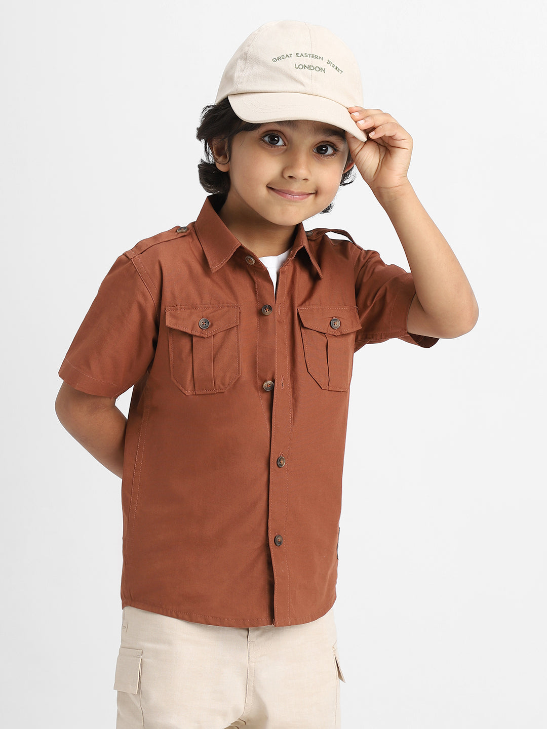 Nautinati Boys Cotton Shirt with 2 Front Pockets | Age 2 - 10 Years