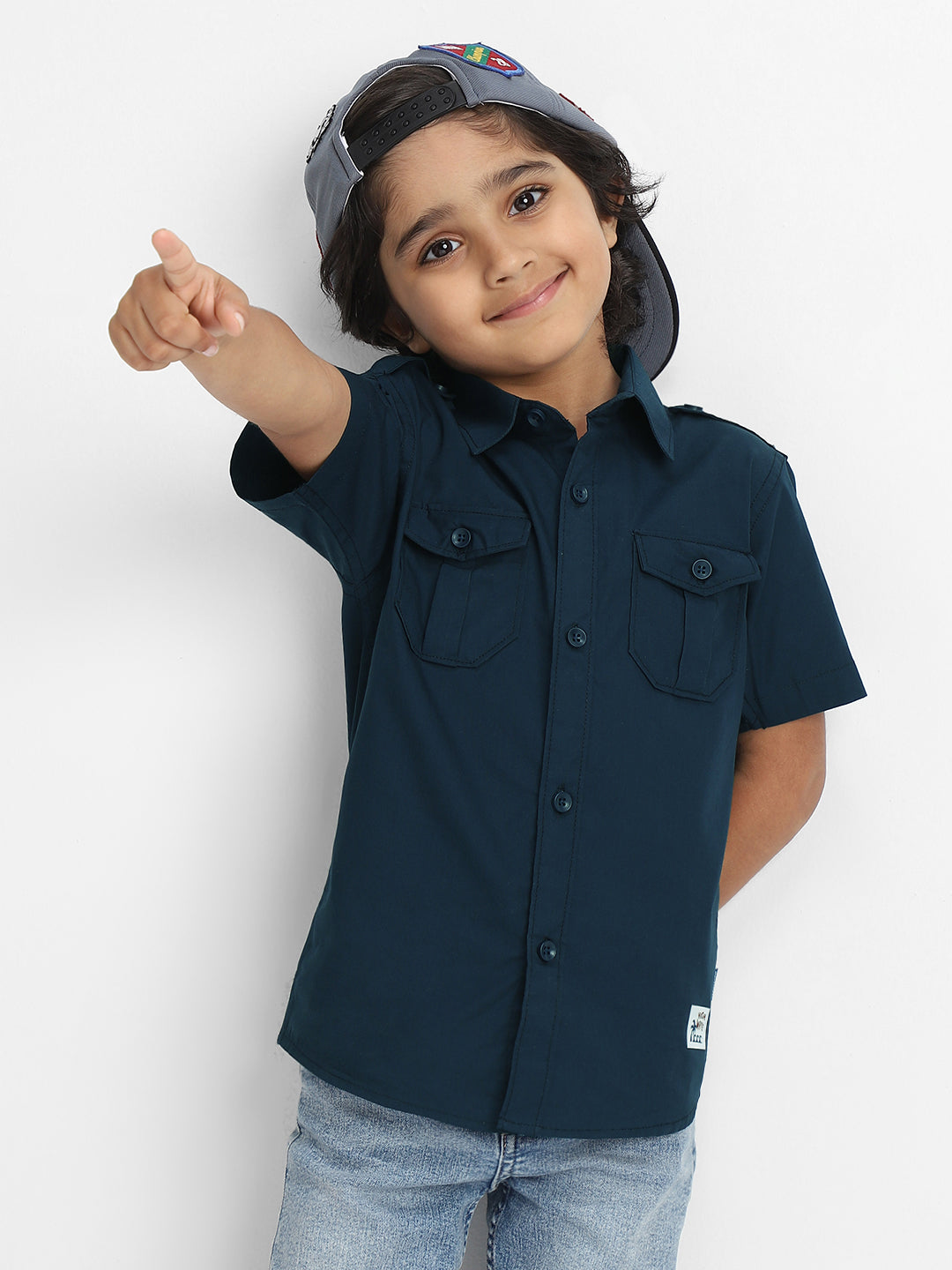 Nautinati Boys Cotton Shirt with 2 Front Pockets | Age 2 - 10 Years