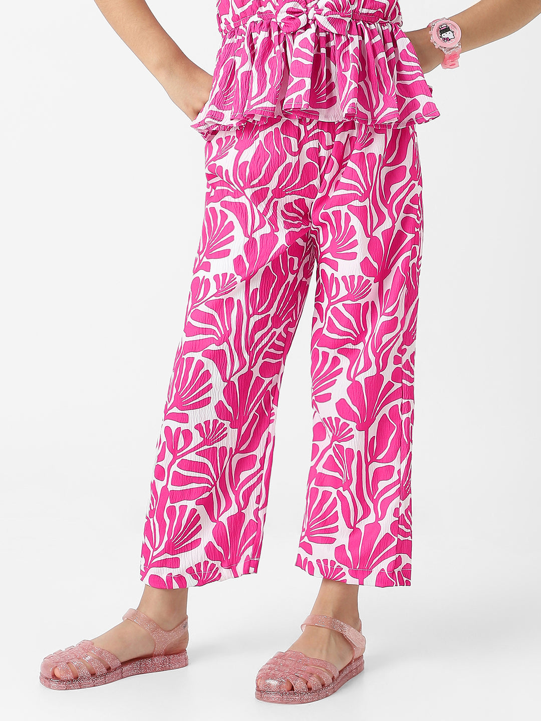 Nautinati Girls' Combo Set of Stylised Sleeves Top and Bottoms