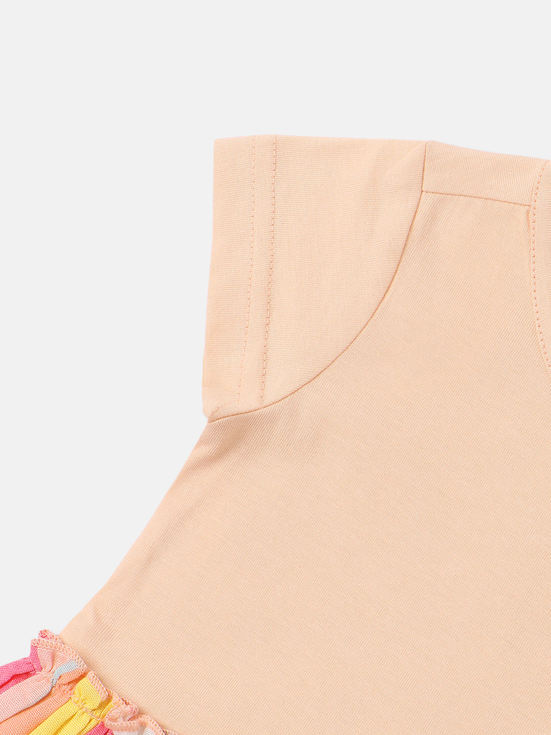 Nautinati Girls Cotton Striped Mesh Dress with Knitted Upper Bodice