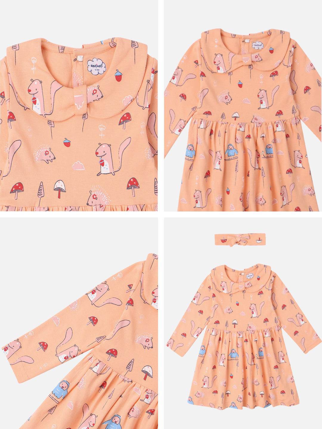 Nautinati Infants Cotton All Over Graphic Print Dress with Matching Headband