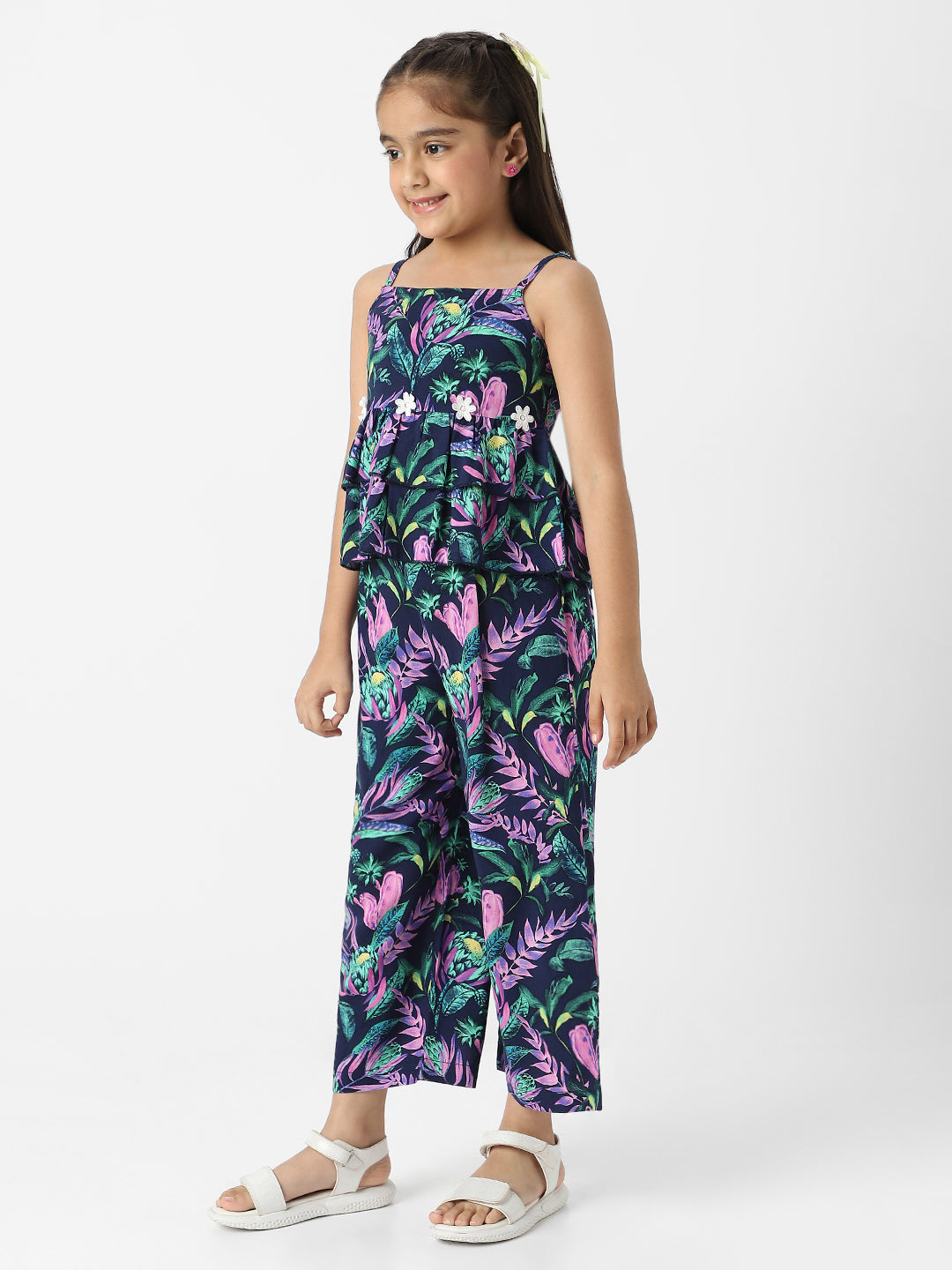 Nautinati Girls' Combo Set of Tiered Top and Bottoms
