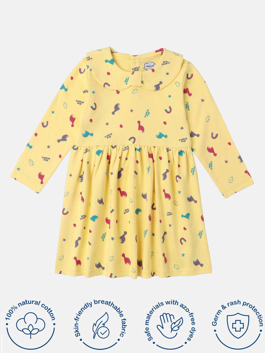 Nautinati Infants Cotton All Over Graphic Print Dress with Matching Headband