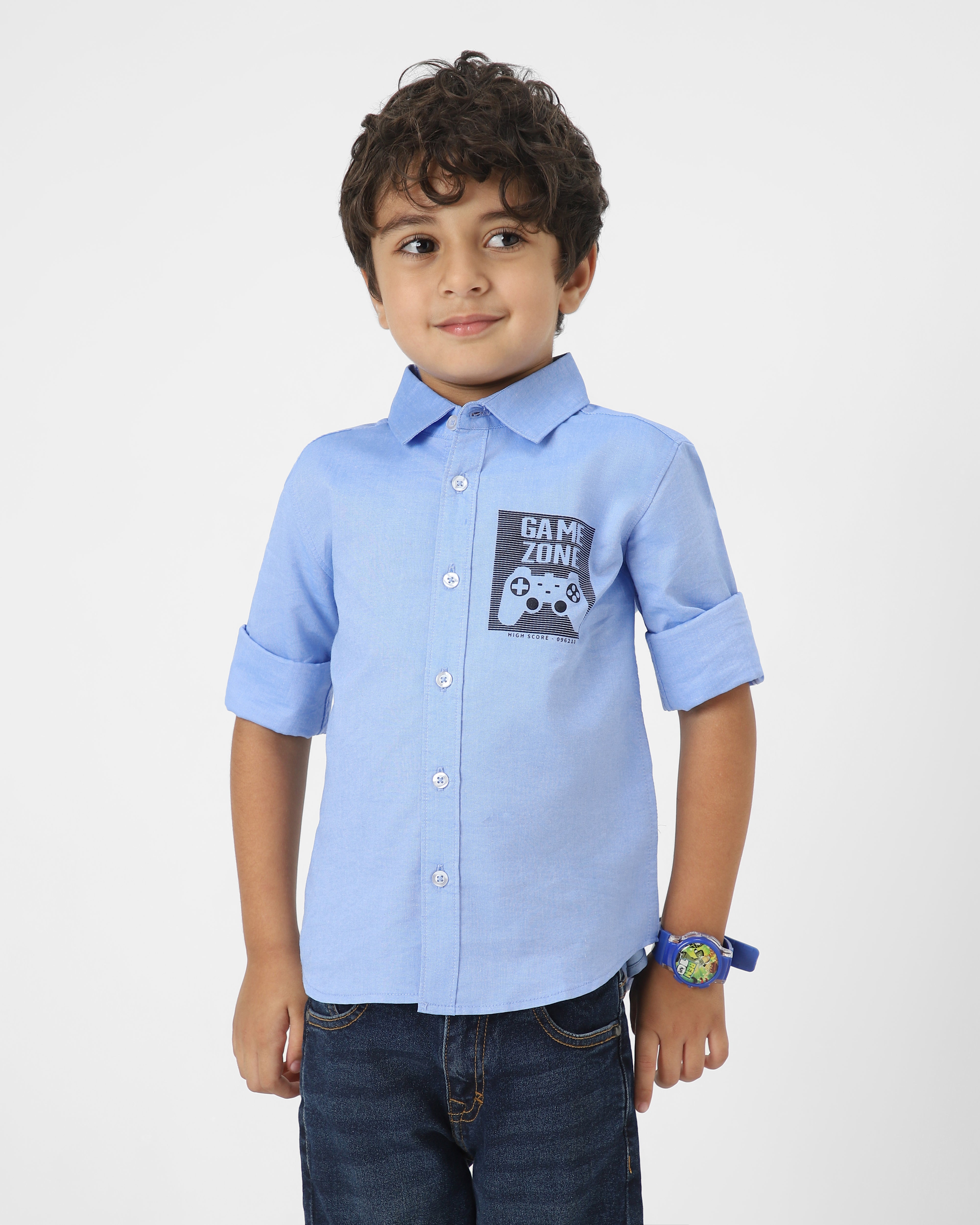 Nautinati Boys Cotton Printed Shirt