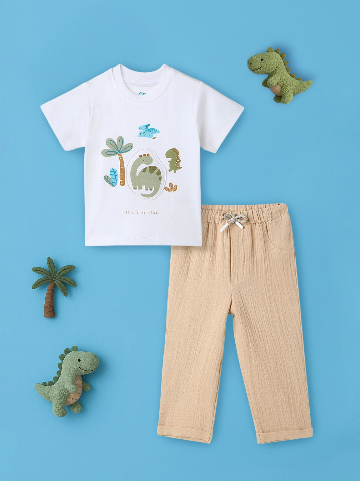 Nautinati Boys Dinosaur Print T-shirt with Shorts | Tee and Shorts Set for 0-2 Years | Infants Clothing Set
