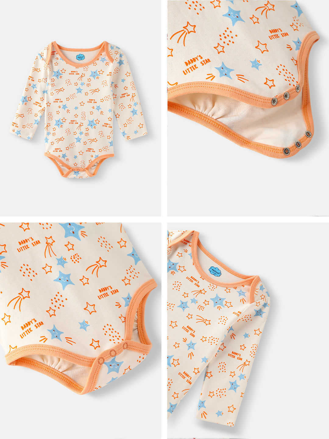 Nautinati Infant's Soft Cotton Star Print Bodysuit With Mittens and Beanie