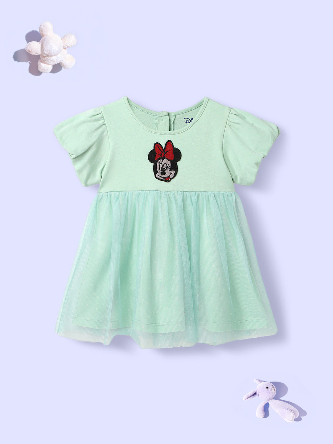 Nautinati Disney Infants Party Dress with Minnie Mouse Embroidered Puff Sleeve