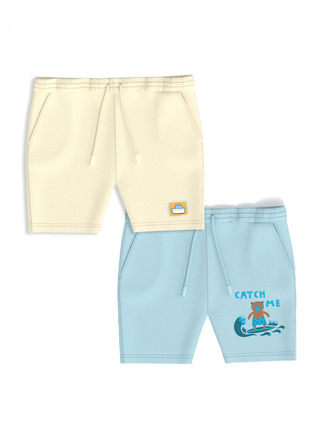 Nautinati Boys' Pack of 2 Cotton Graphic Print and Badged Shorts