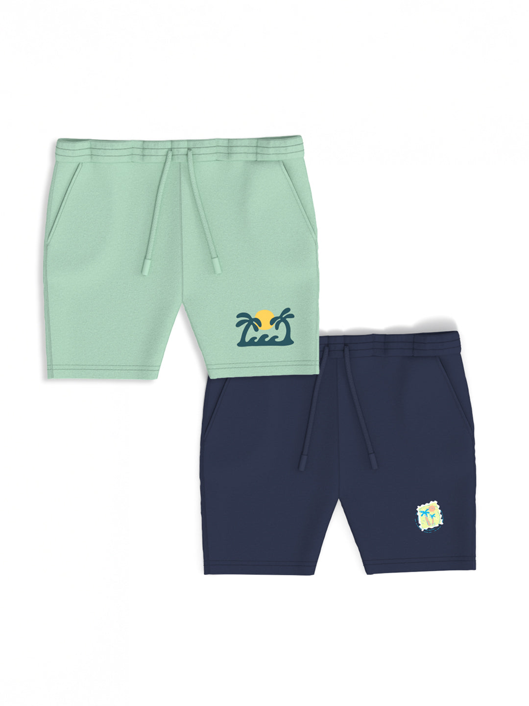 Nautinati Boys' Pack of 2 Cotton Graphic Print and Badged Shorts