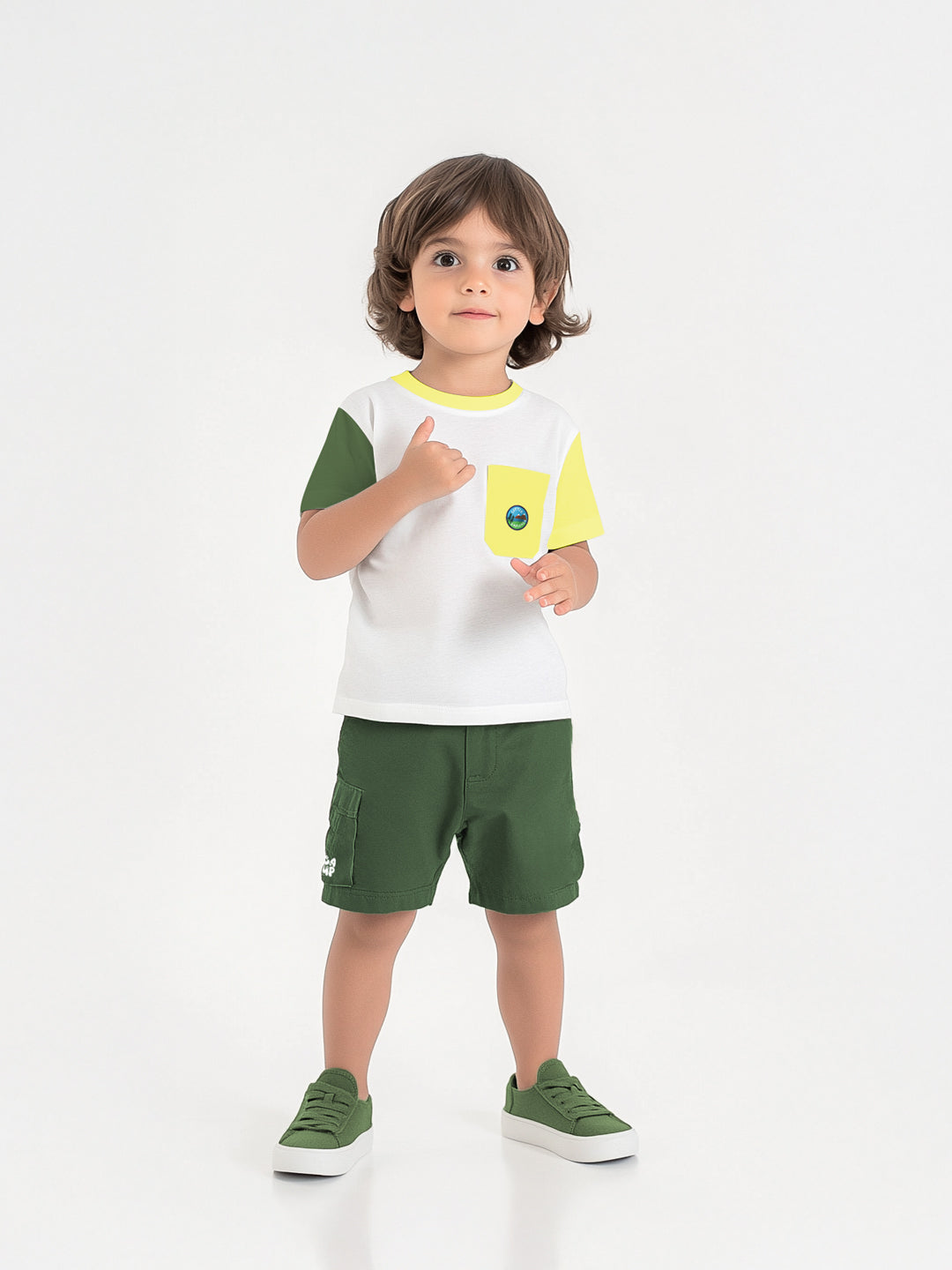 Nautinati Boys' Cotton Colourblock Sleeve T-shirt and Shorts Set