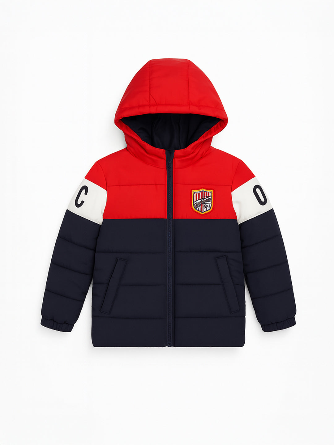 Nautinati Multicolour Printed and Embroidered Puffer Jacket for Boys