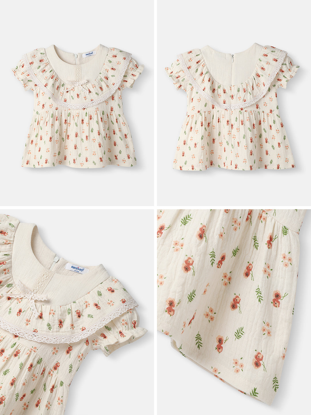 Nautinati Girls’ Floral Cotton Lace Dress