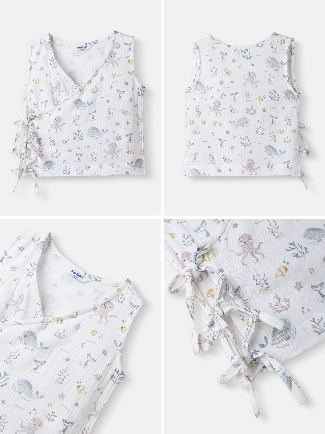 Nautinati Boys' Cotton Animal Printed V-neck Sleeveless Jhabla