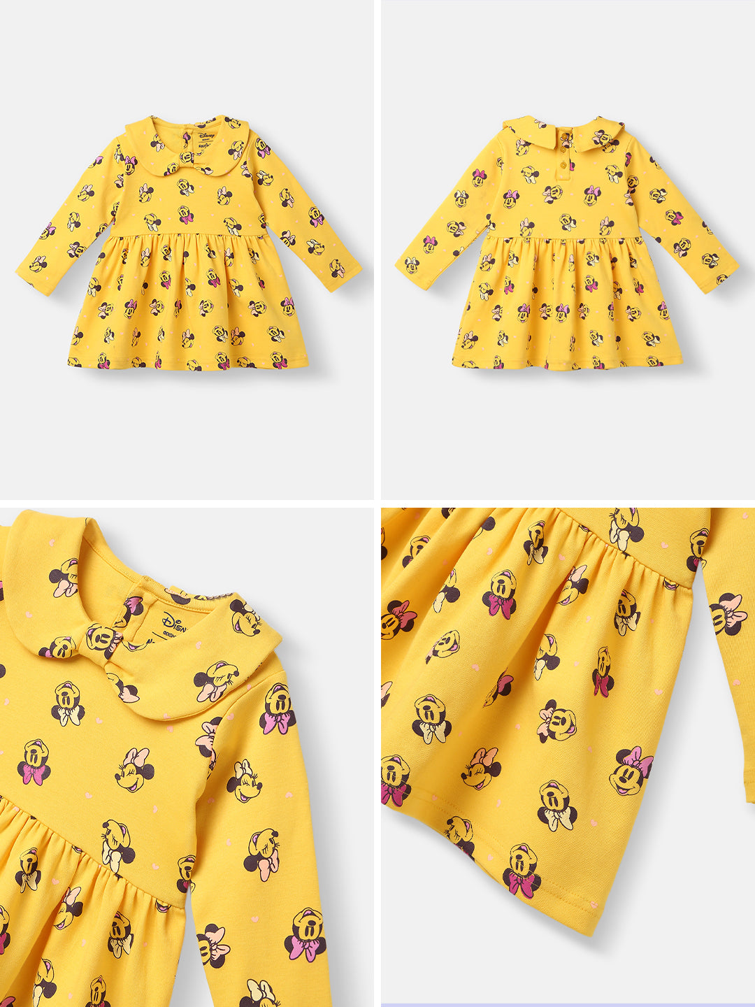 Nautinati Disney Infants Cotton Minnie Mouse Printed Dress with Matching Headband
