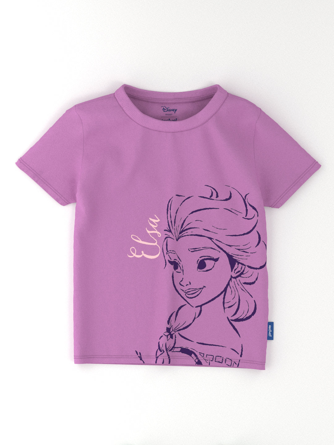 Nautinati Girls' Pack of 2 Cotton Frozen Elsa and Anna Printed T-shirts