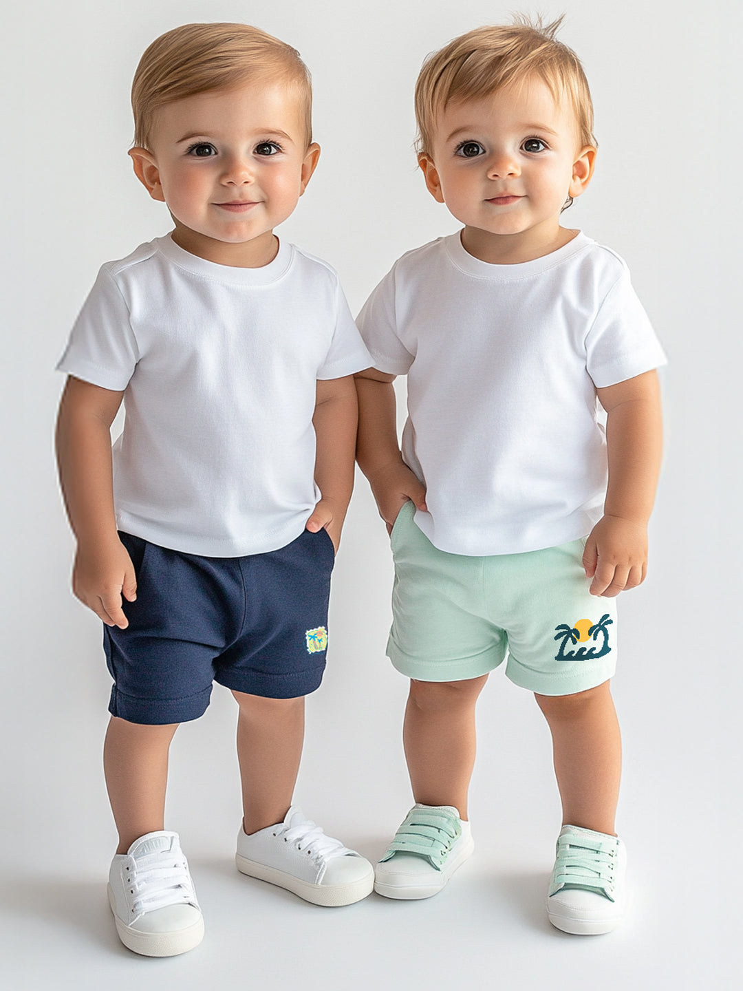 Nautinati Boys' Pack of 2 Cotton Graphic Print and Badged Shorts