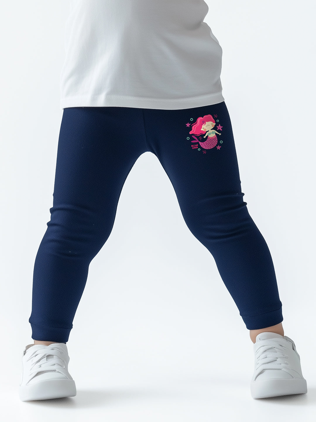 Nautinati Girls' Cotton Mermaid Print Leggings