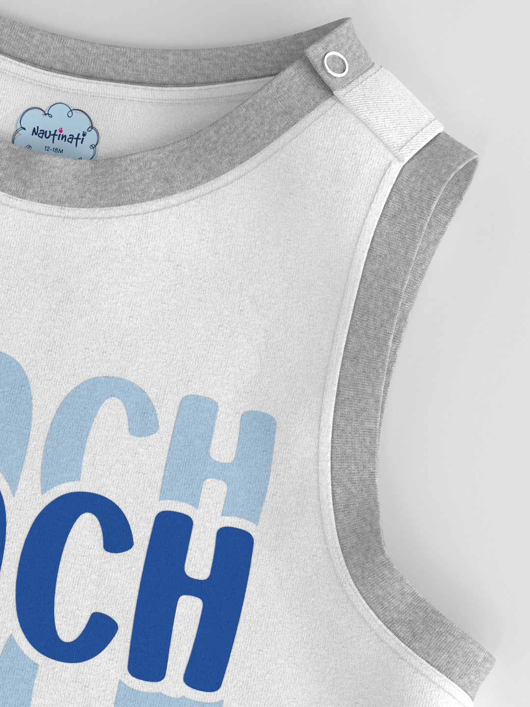 Nautinati Boys' Cotton Graphic Print Contrast Rib Vest and Shorts