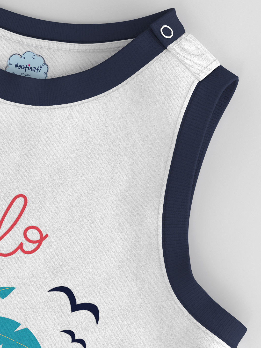 Nautinati Boys' Cotton Graphic Print Contrast Rib Vest and Shorts Set