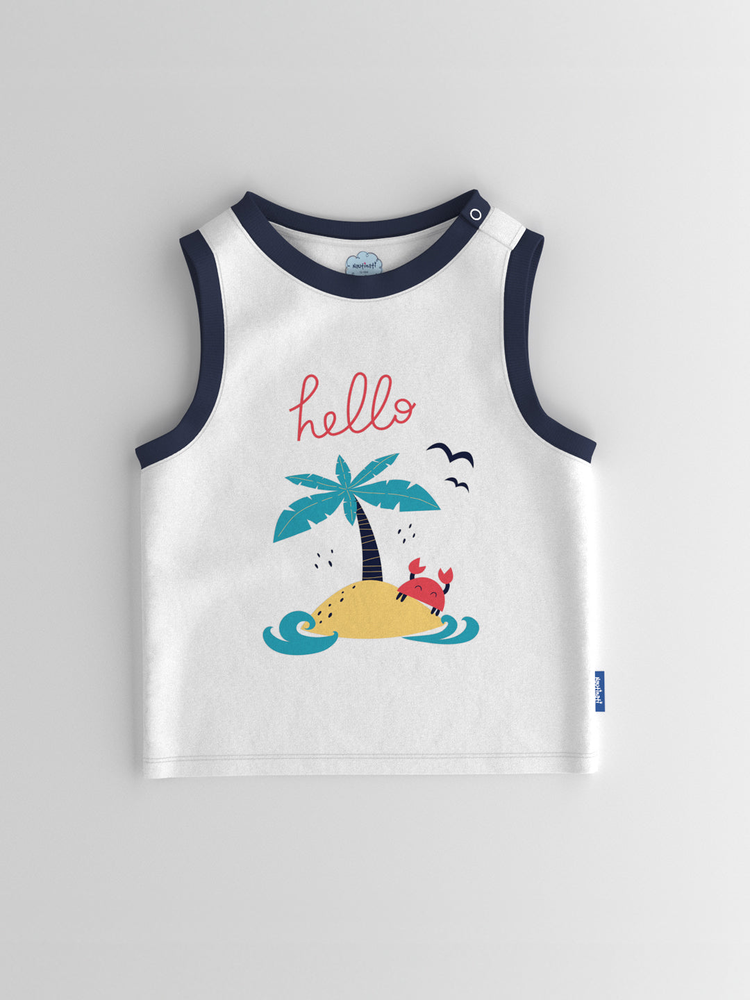 Nautinati Boys' Cotton Graphic Print Contrast Rib Vest and Shorts Set