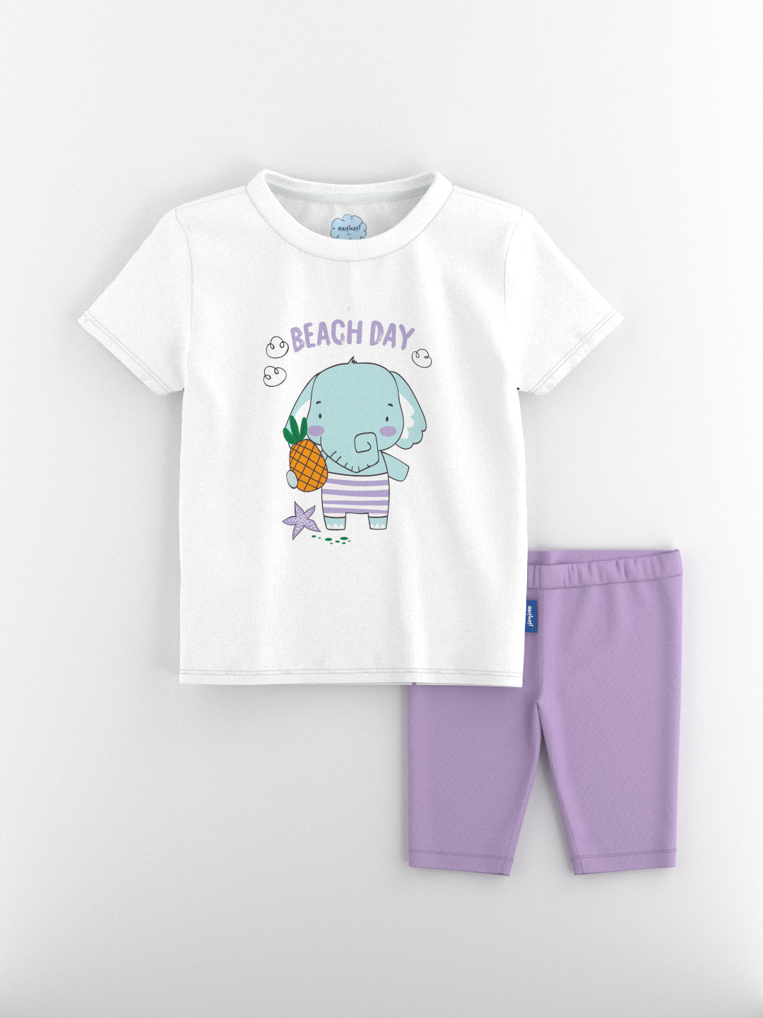 Nautinati Girls' Cotton Graphic Printed T-shirt and Solid Biker Shorts