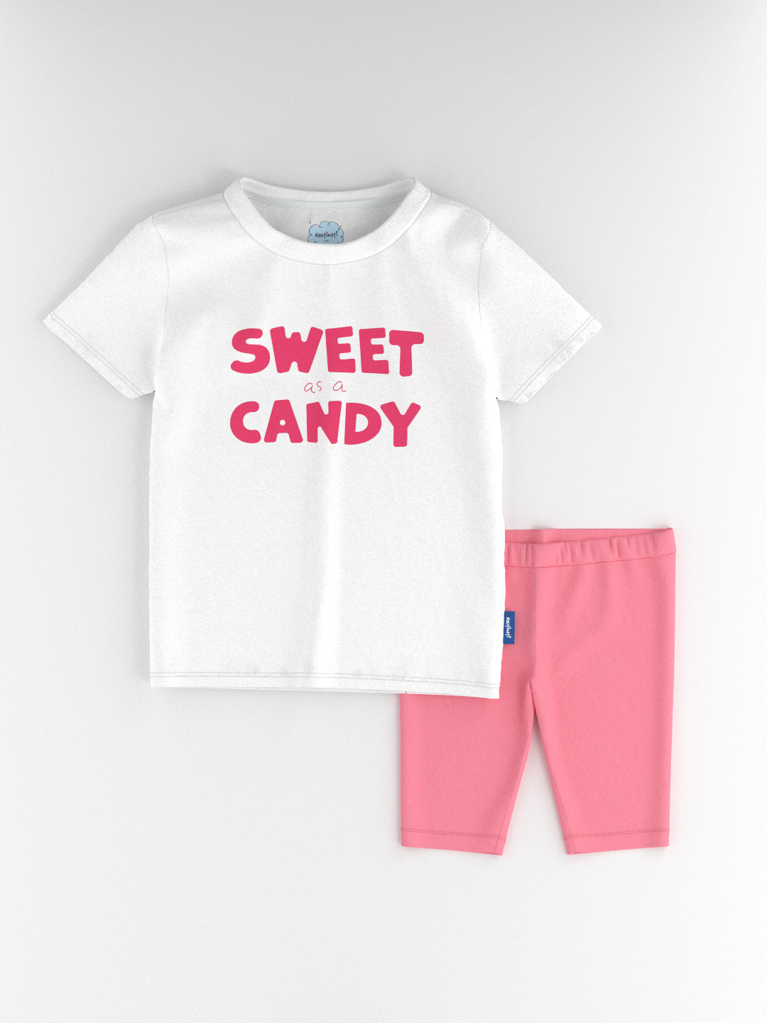 Nautinati Girls' Cotton Graphic Printed T-shirt and Solid Biker Shorts