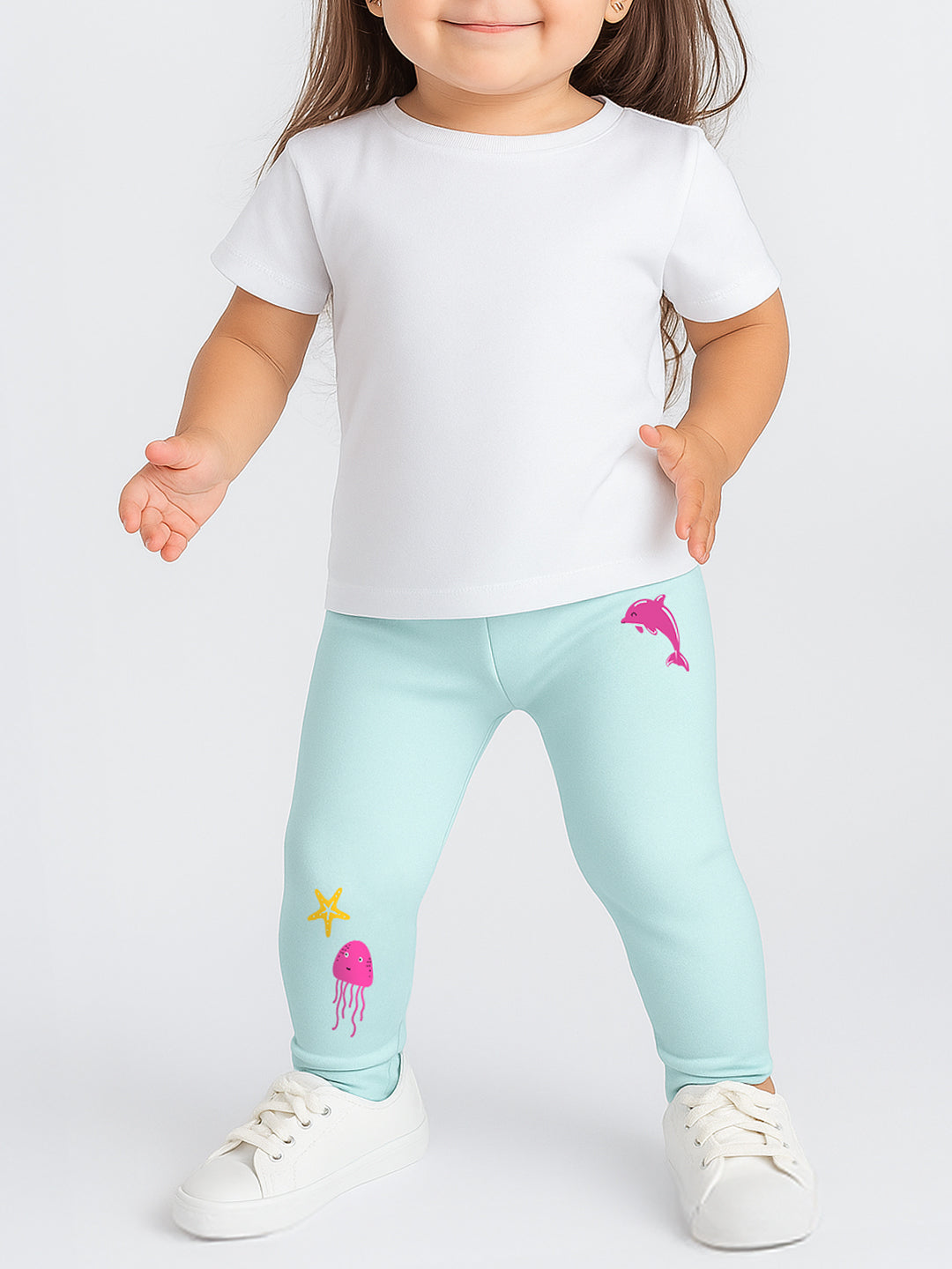 Nautinati Girls' Cotton Sea Creature Print Leggings