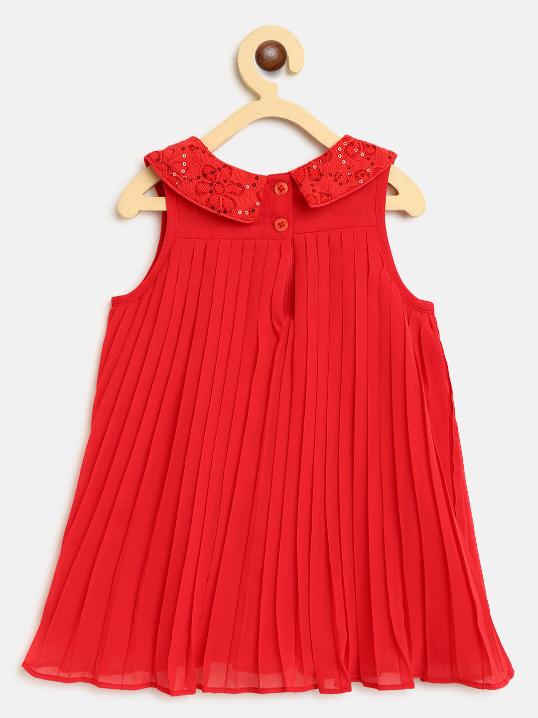 Nauti Nati Girls Red Solid A-Line Dress