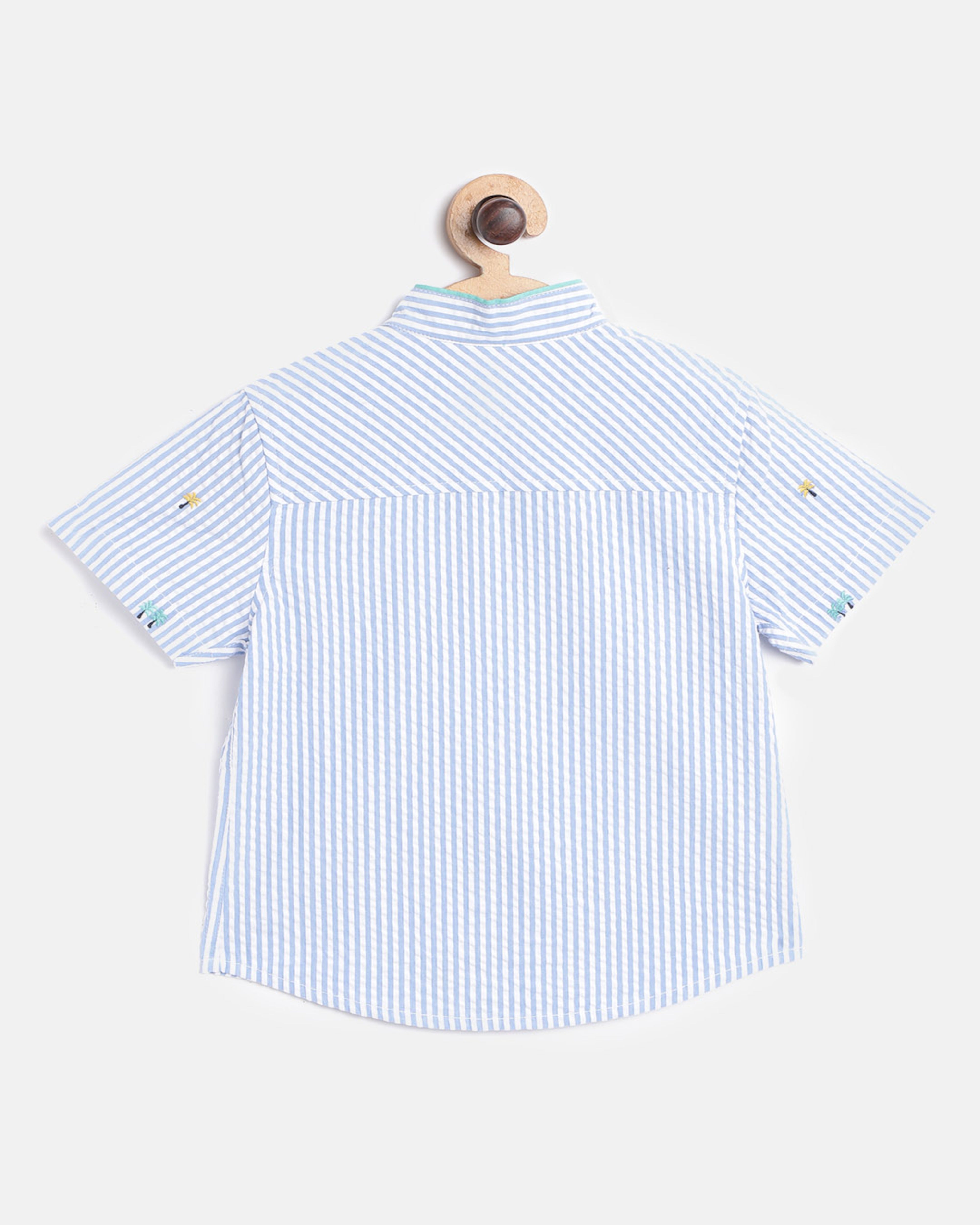 Nauti Nati Boys Blue White Printed Shirt with Shorts