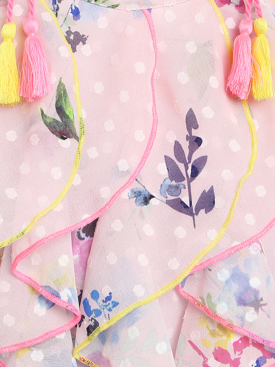 Nauti Nati Pink Floral A-Line Ruffled Dress