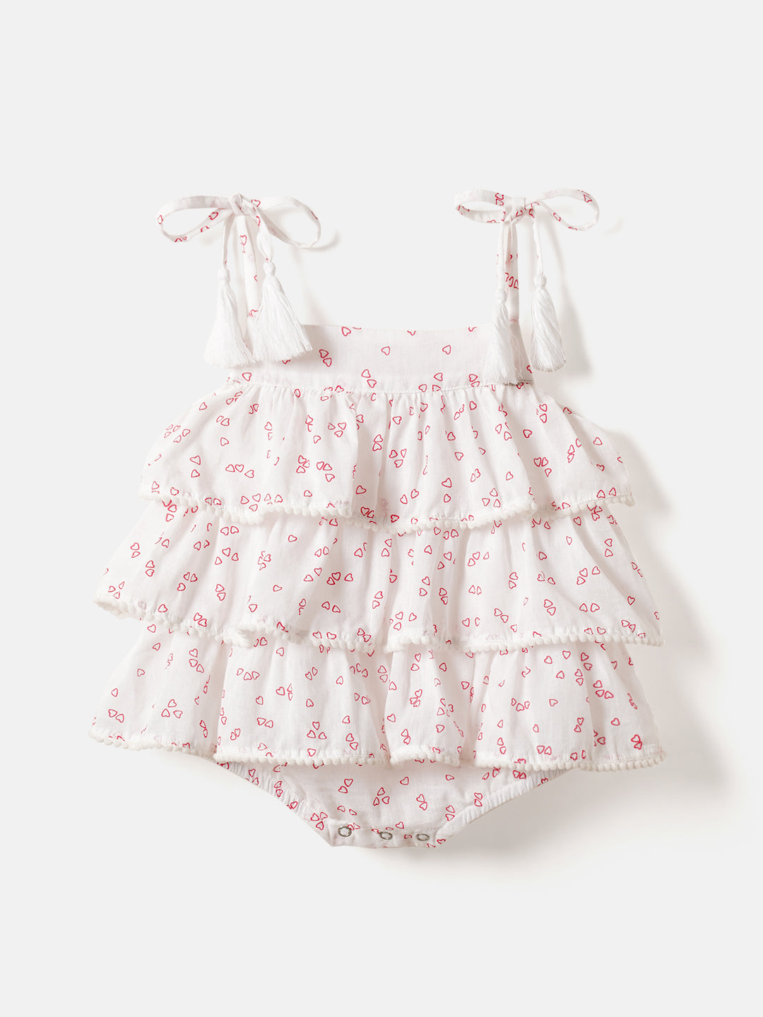 Nautinati 100% Premium Cotton Printed Lace Romper for Girls