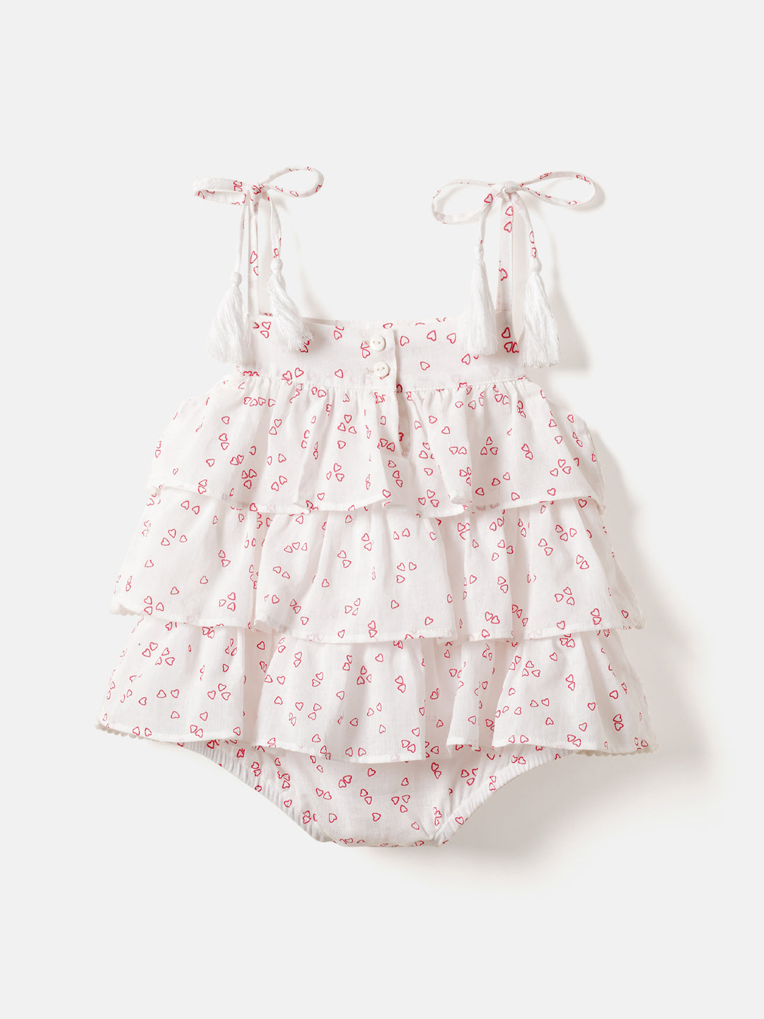 Nautinati 100% Premium Cotton Printed Lace Romper for Girls