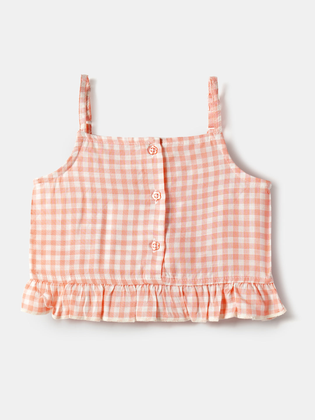 Nauti Nati Girls Checked Pure Cotton Top with Shorts