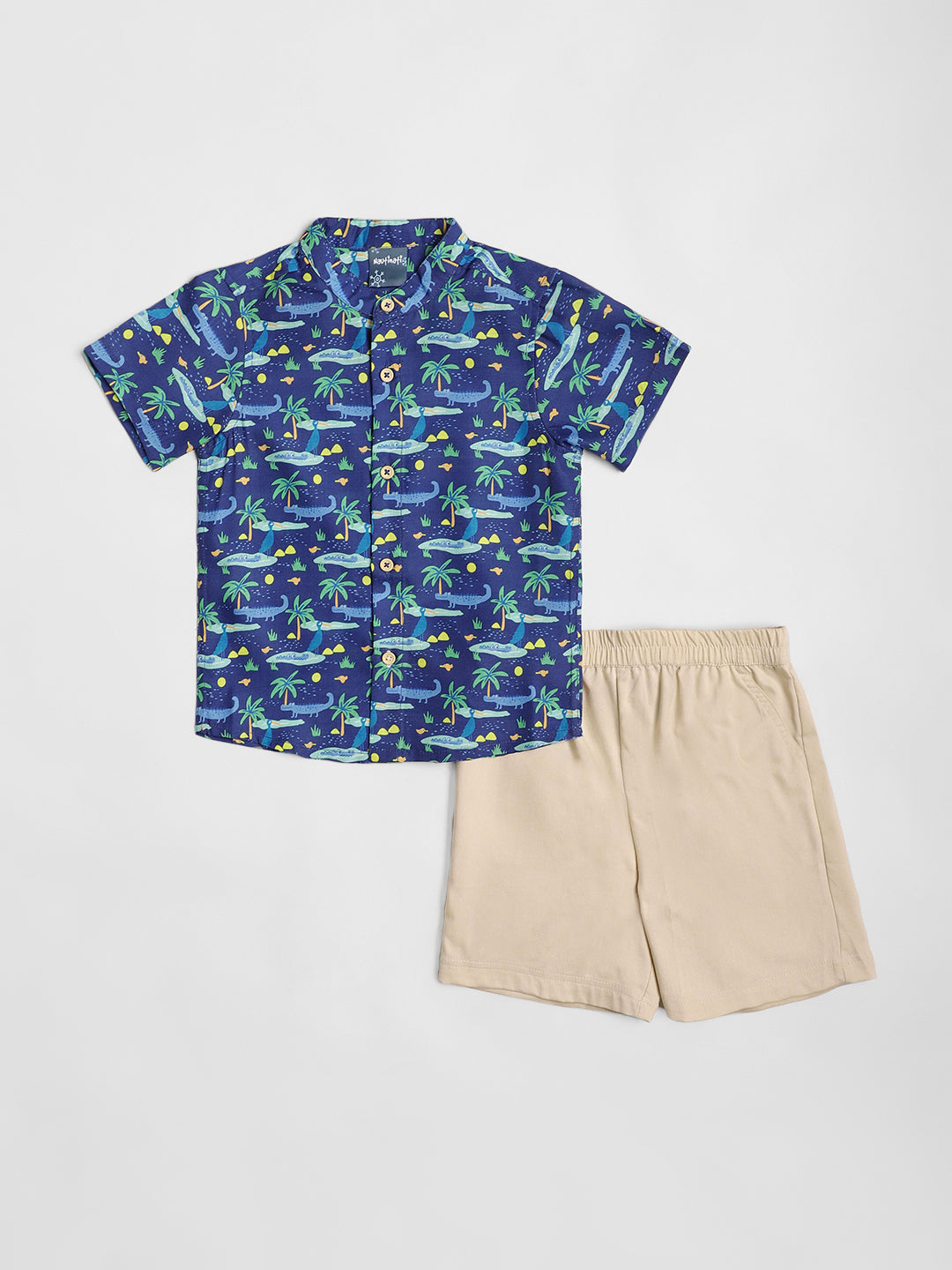 Nauti Nati Boys Blue Printed Shirt with Shorts