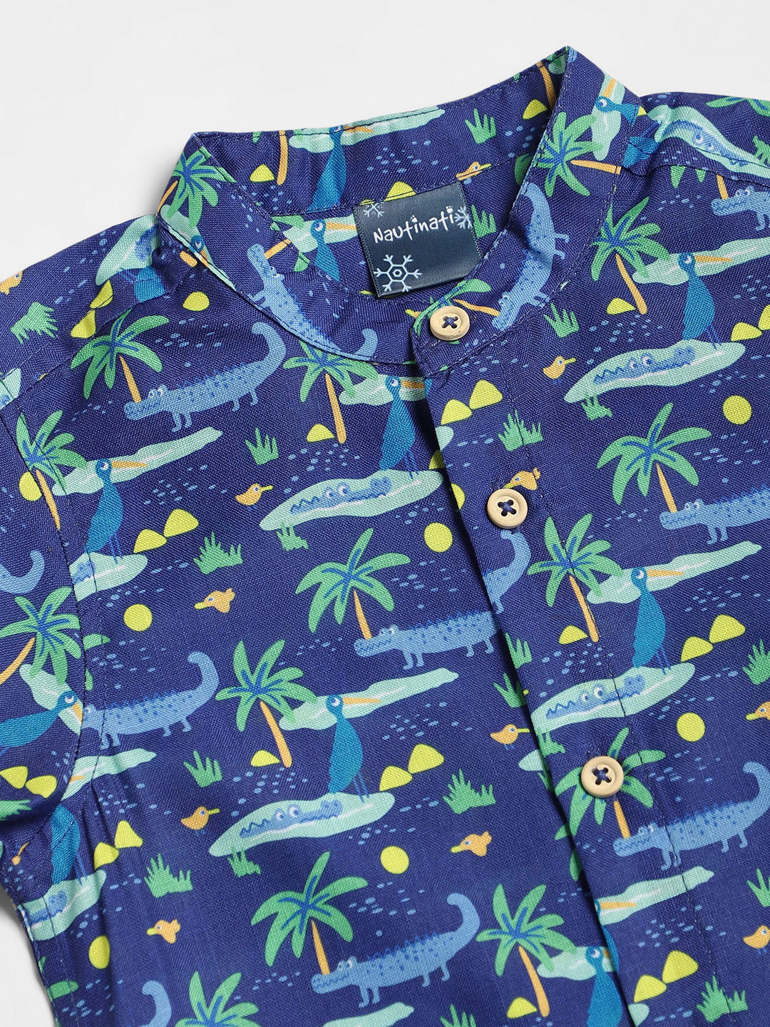 Nauti Nati Boys Blue Printed Shirt with Shorts