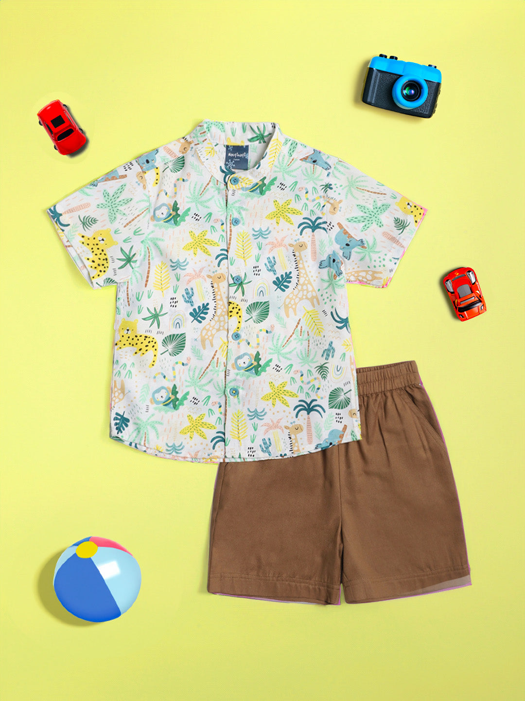 Nauti Nati Boys Multicoloured Printed Shirt with Shorts