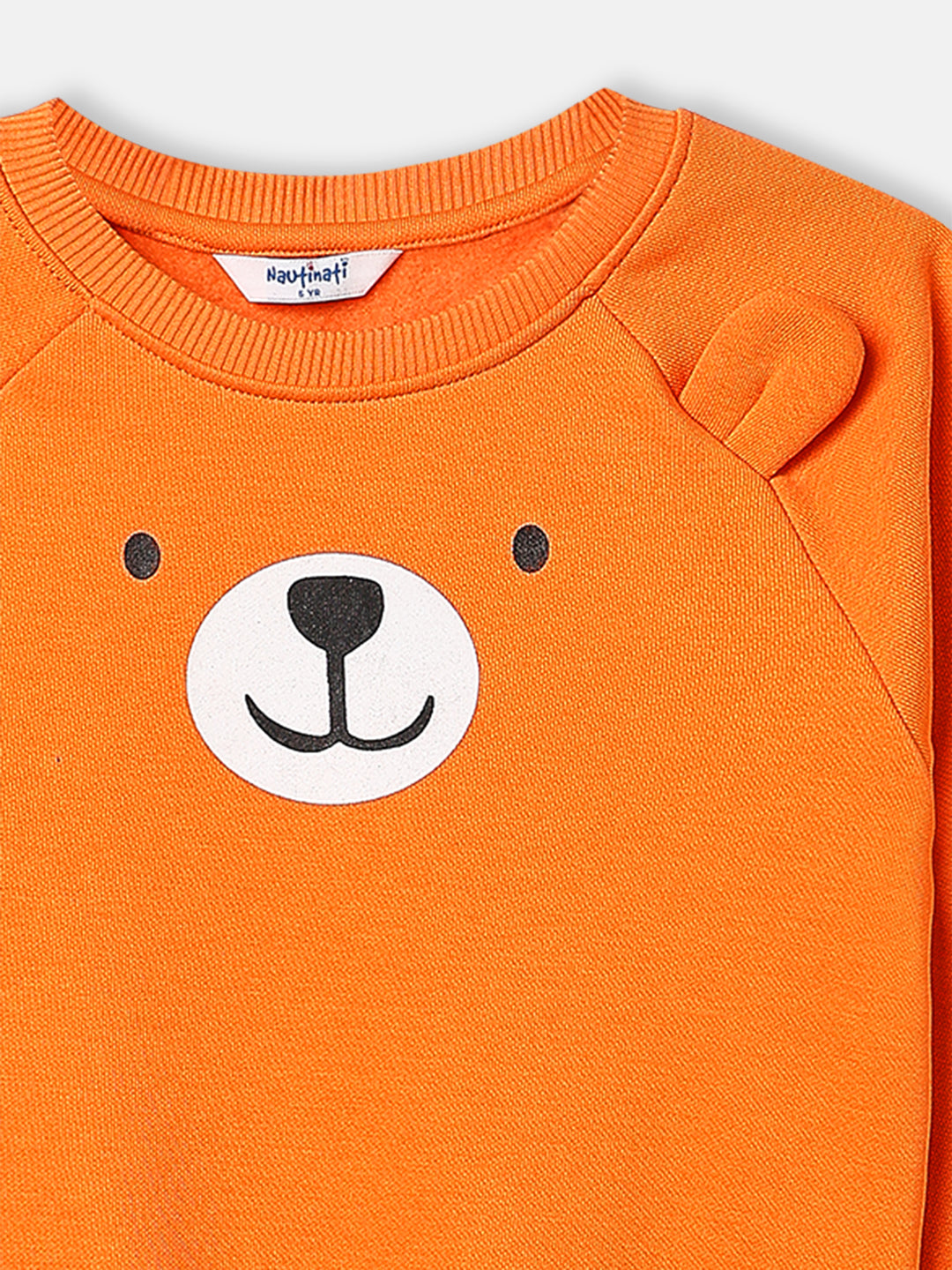 Nautinati Fleece Bear Print Round Neck Sweatshirt