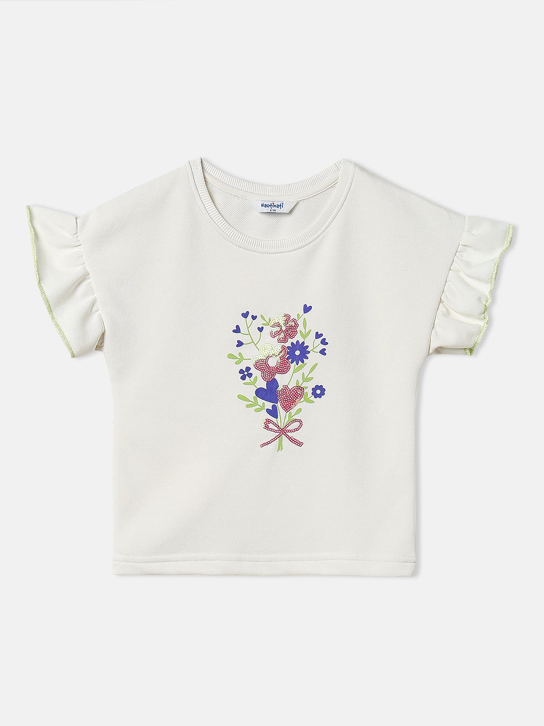 Nautinati Girls Floral Print T-shirt and Shorts Combo Set