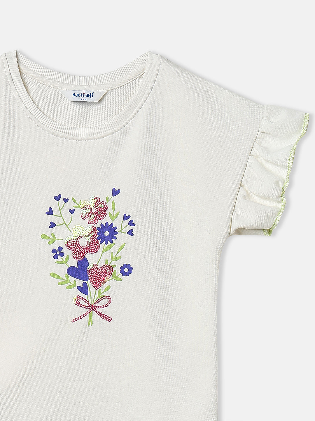 Nautinati Girls Floral Print T-shirt and Shorts Combo Set