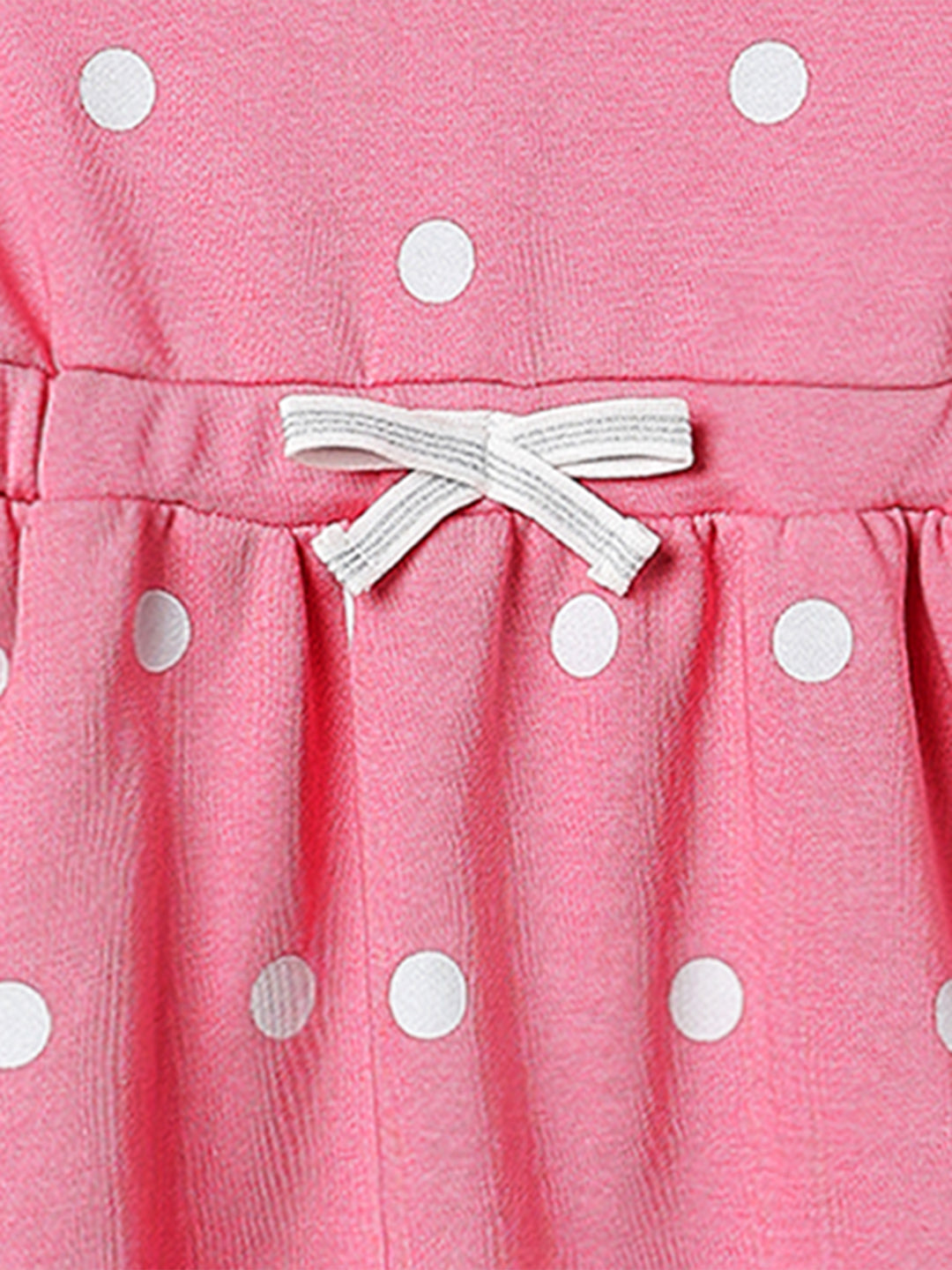 Nautinati Girls Fleece Polka Dot Print Bow Belted Dress